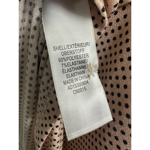 ADRIANNA PAPELL Champagne Polka Dot Side Tie Neck Puff Sleeve Blouse Top Large - Picture 8 of 9